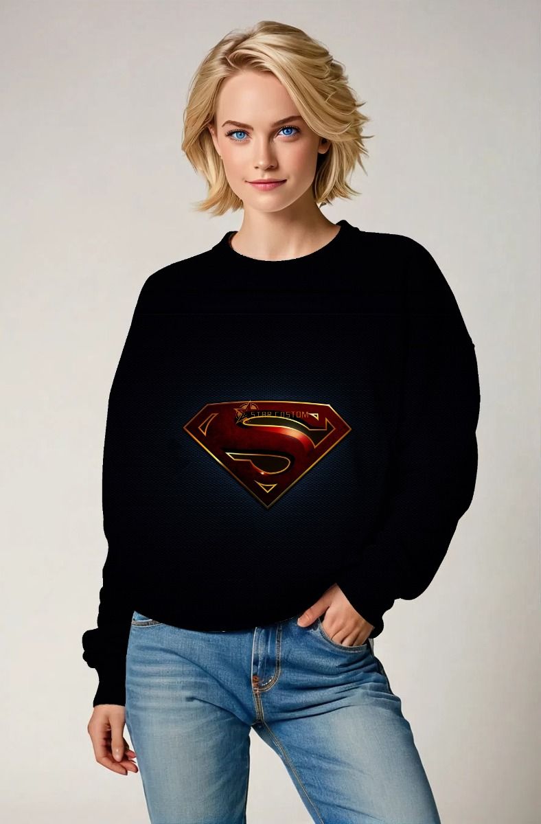  Superman S Shield Graphic Apparel – Iconic Red & Gold Black Sweatshirt