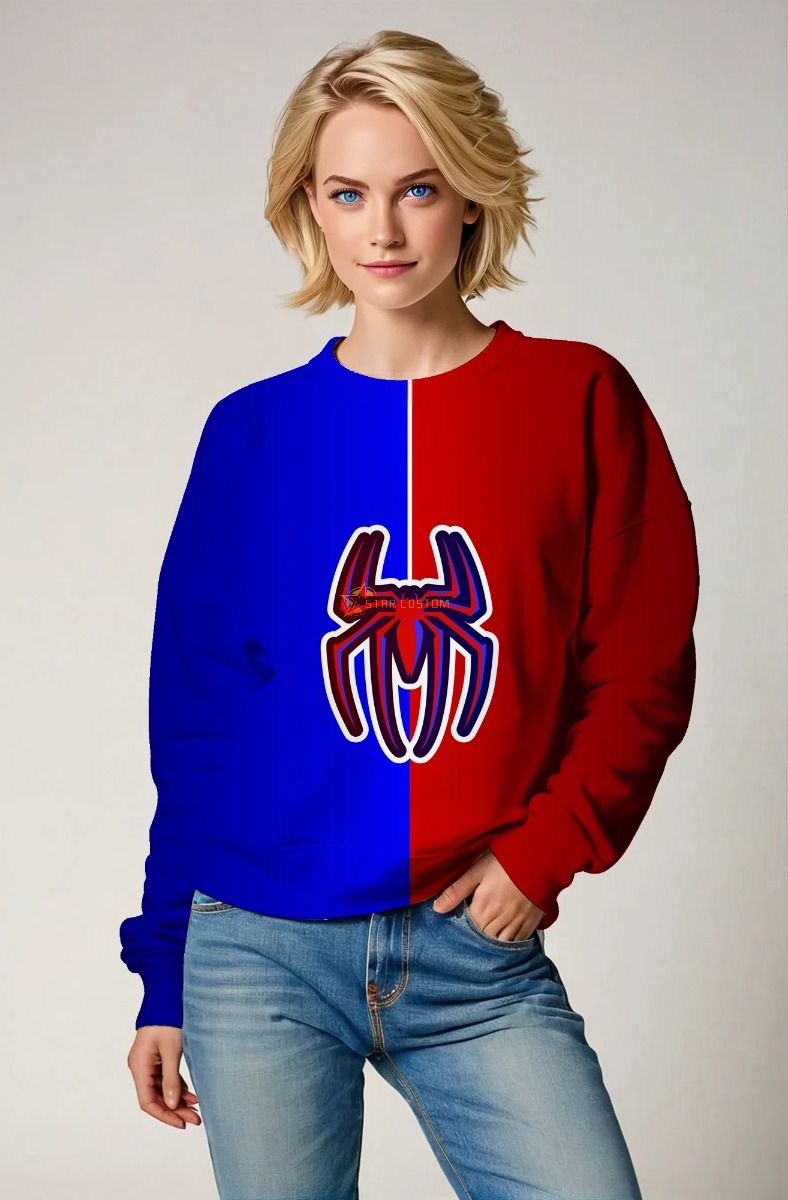 Spider Logo Split Red & Blue Sweatshirt