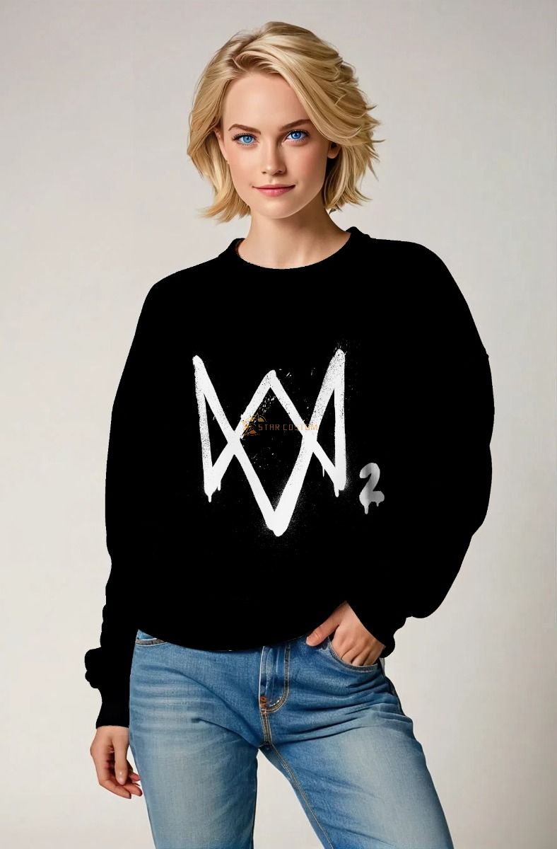 Watch Dogs Style Graphic Apparel – Black Crewneck Sweatshirt