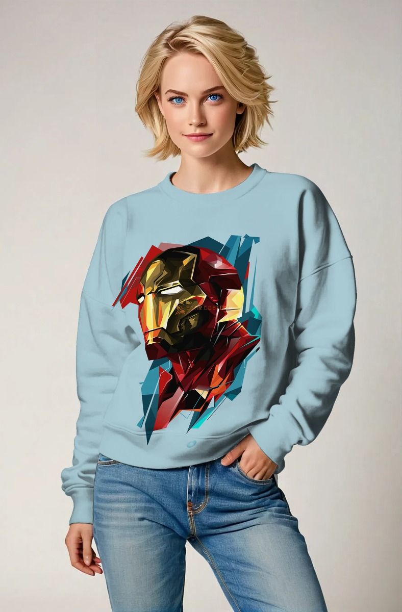 Iron Hero Polygon Art Apparel – Light Blue Sweatshirt