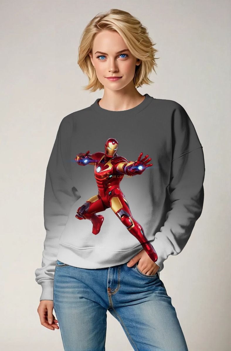 Gray & White Iron Man Crewneck Sweatshirt – Iconic Hero Appeal