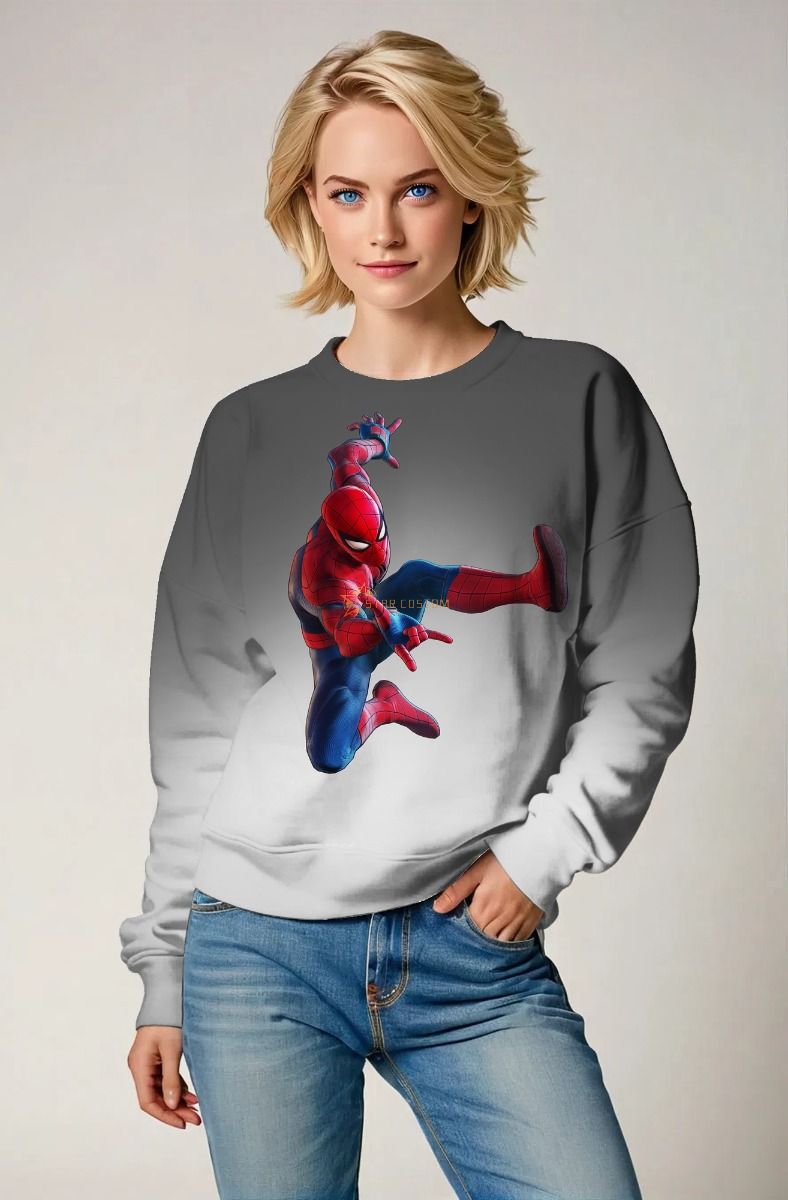 Gray & White Spider‑Man Crewneck Sweatshirt – Everyday Hero Look