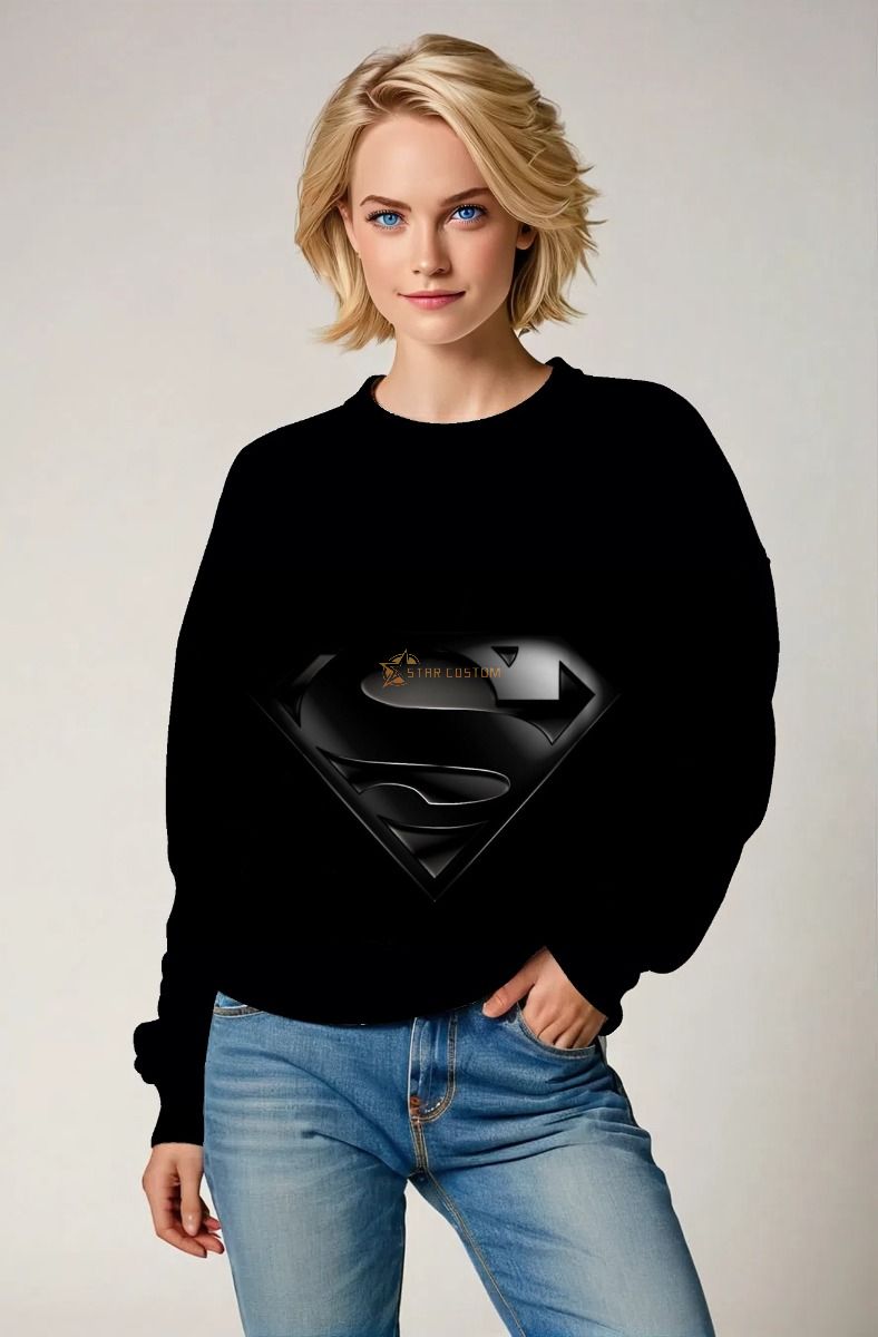 Black Superman S Logo Crewneck Sweatshirt – Classic Hero Style