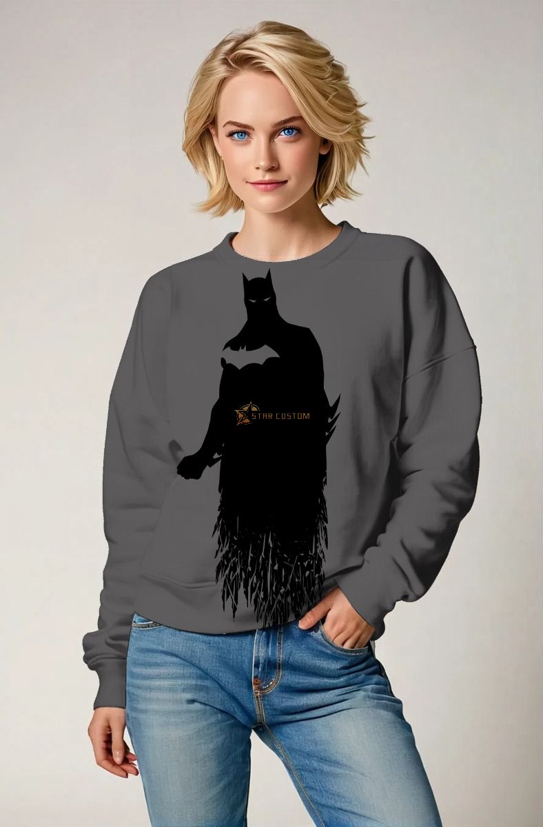 Dark Gray Batman Silhouette Crewneck Sweatshirt – Subtle Hero Statement
