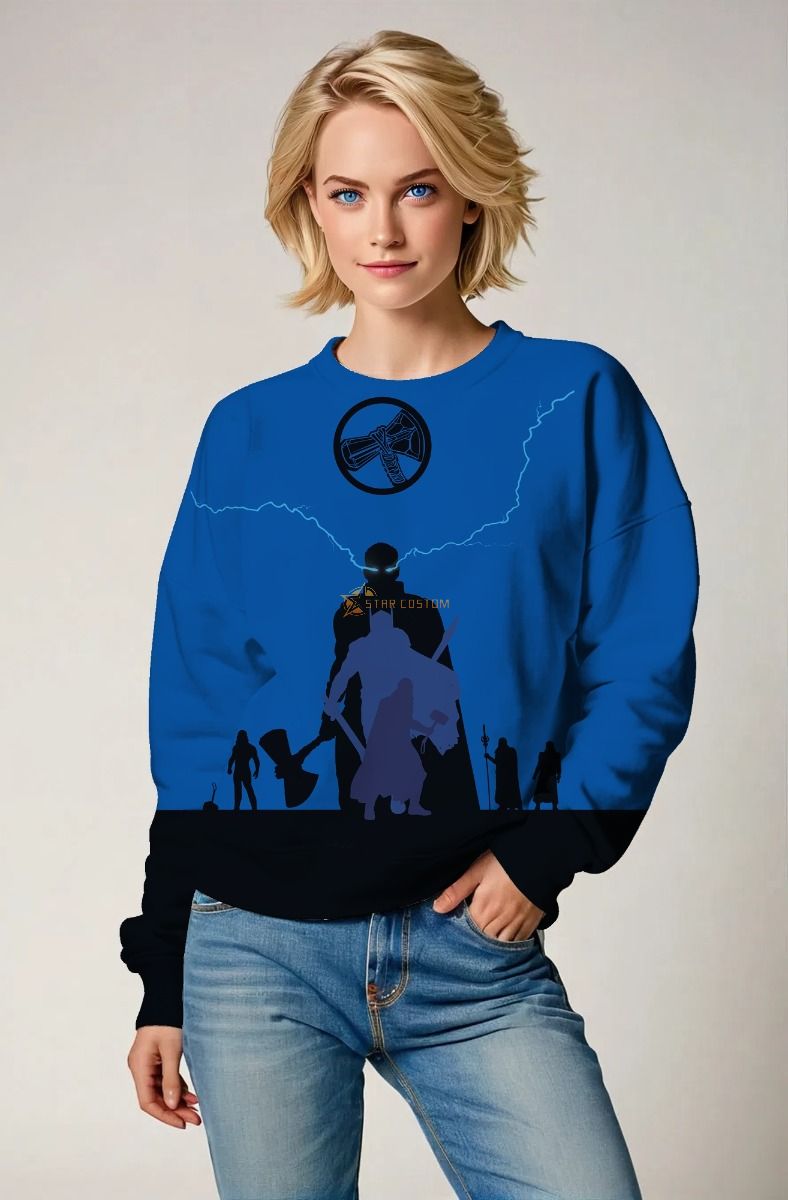 Blue Hero Silhouette & Stormbreaker Crewneck Sweatshirt – Bold Team Spirit
