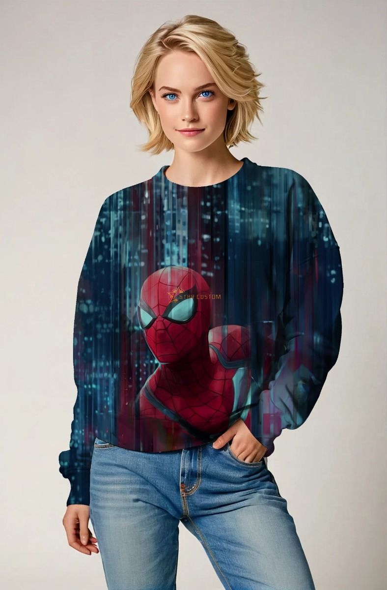 Dark Blue Tech‑City Spider Sweatshirt