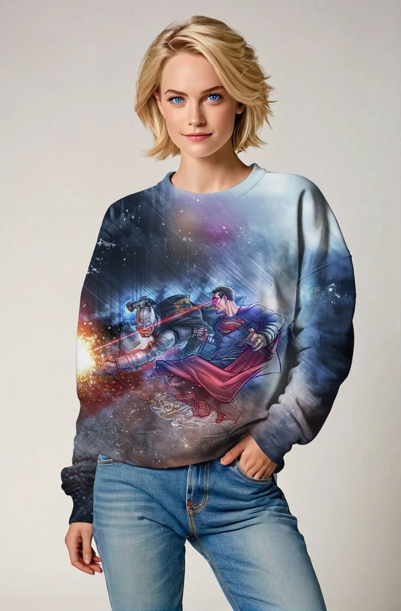 Dark Blue Superman Battle Graphic Sweatshirt