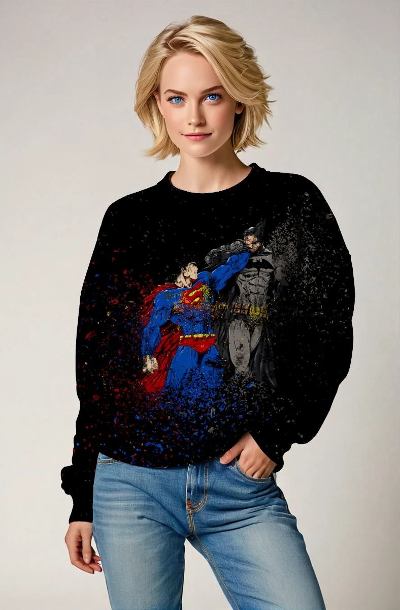 Black Superman vs Batman Battle Graphic Sweatshirt