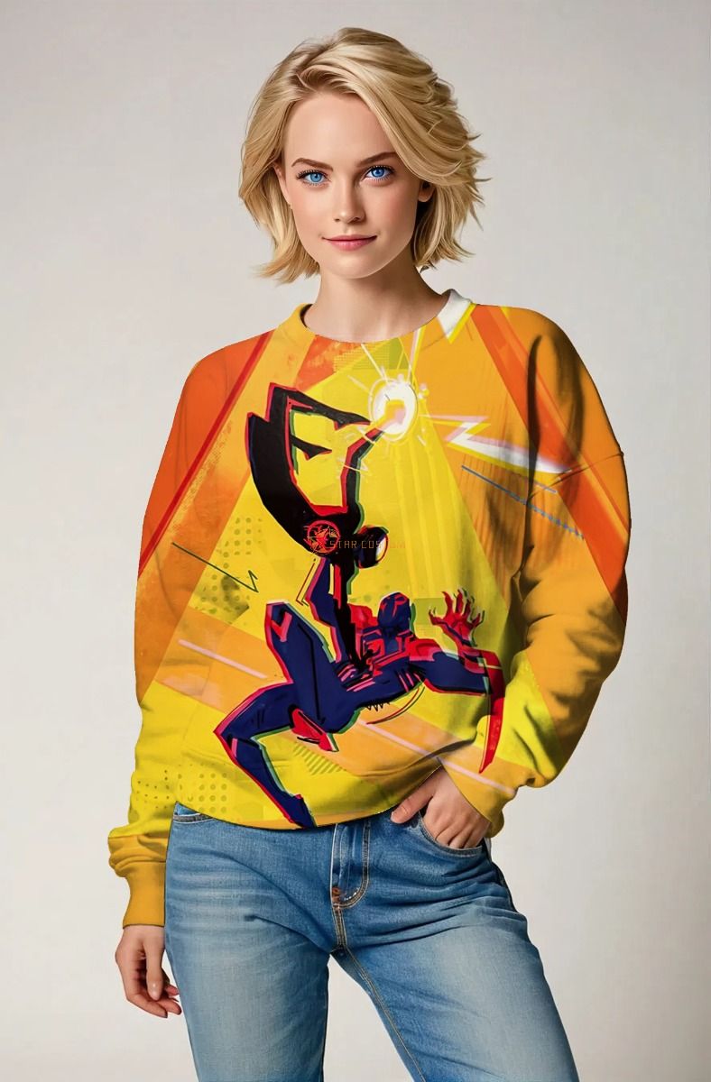 Orange Spider Graphic Crewneck Sweatshirt