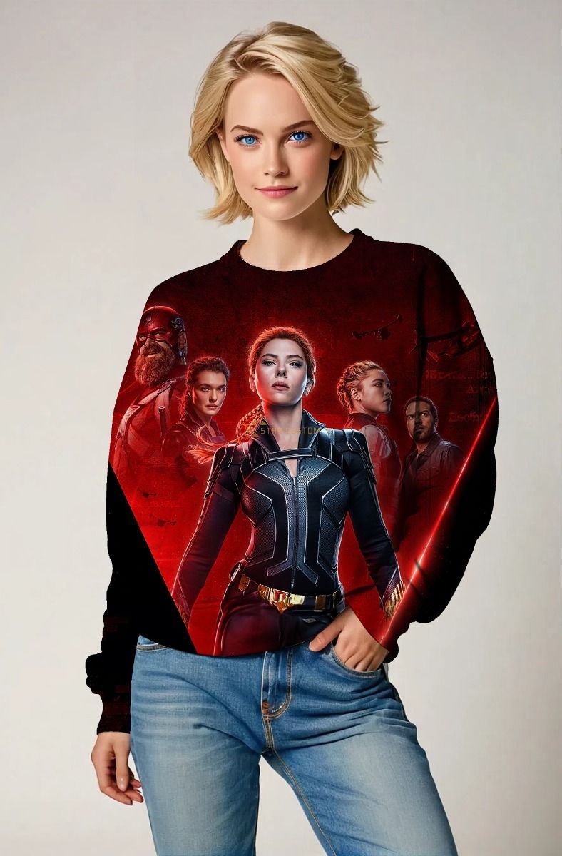 Black and Red Black Widow Crewneck Sweatshirt