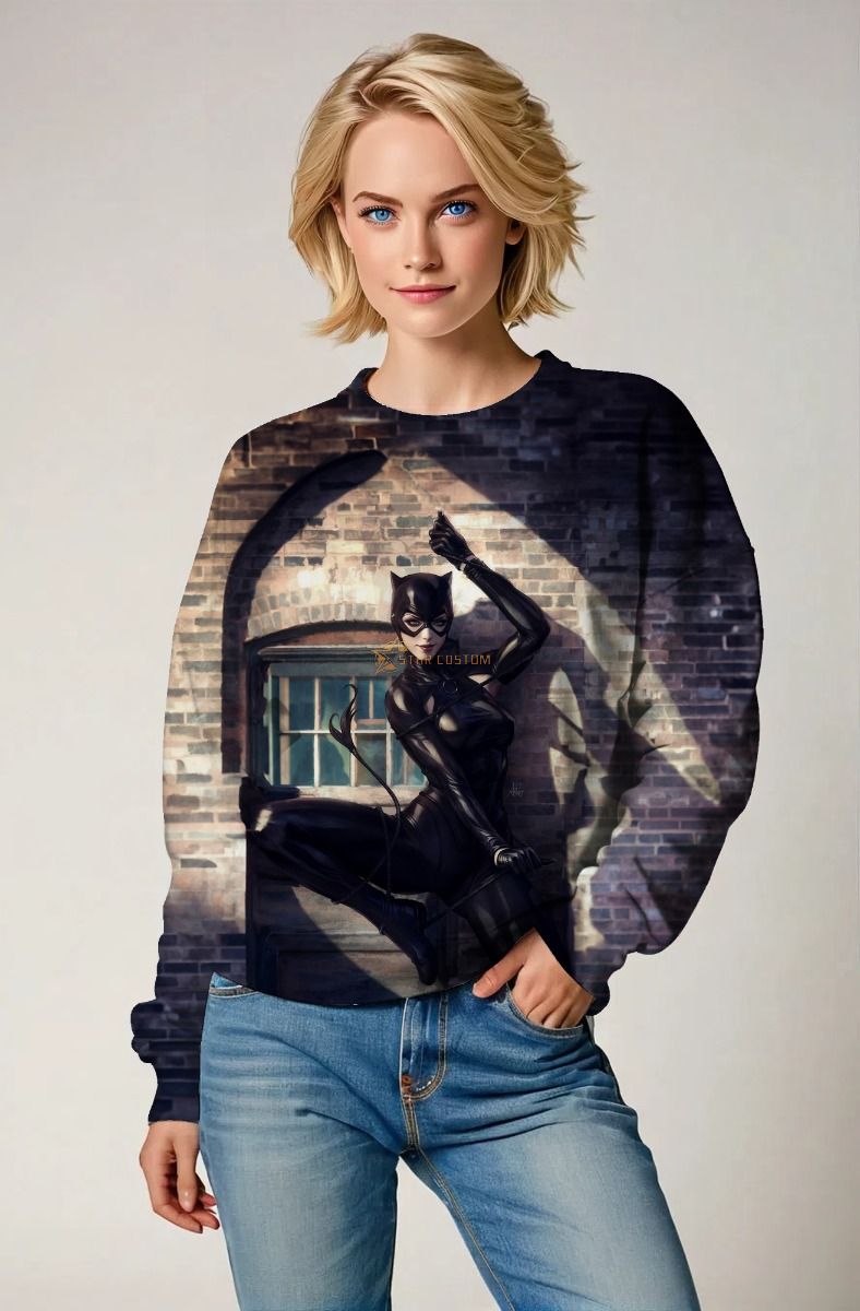 Black Catwoman Crewneck Sweatshirt