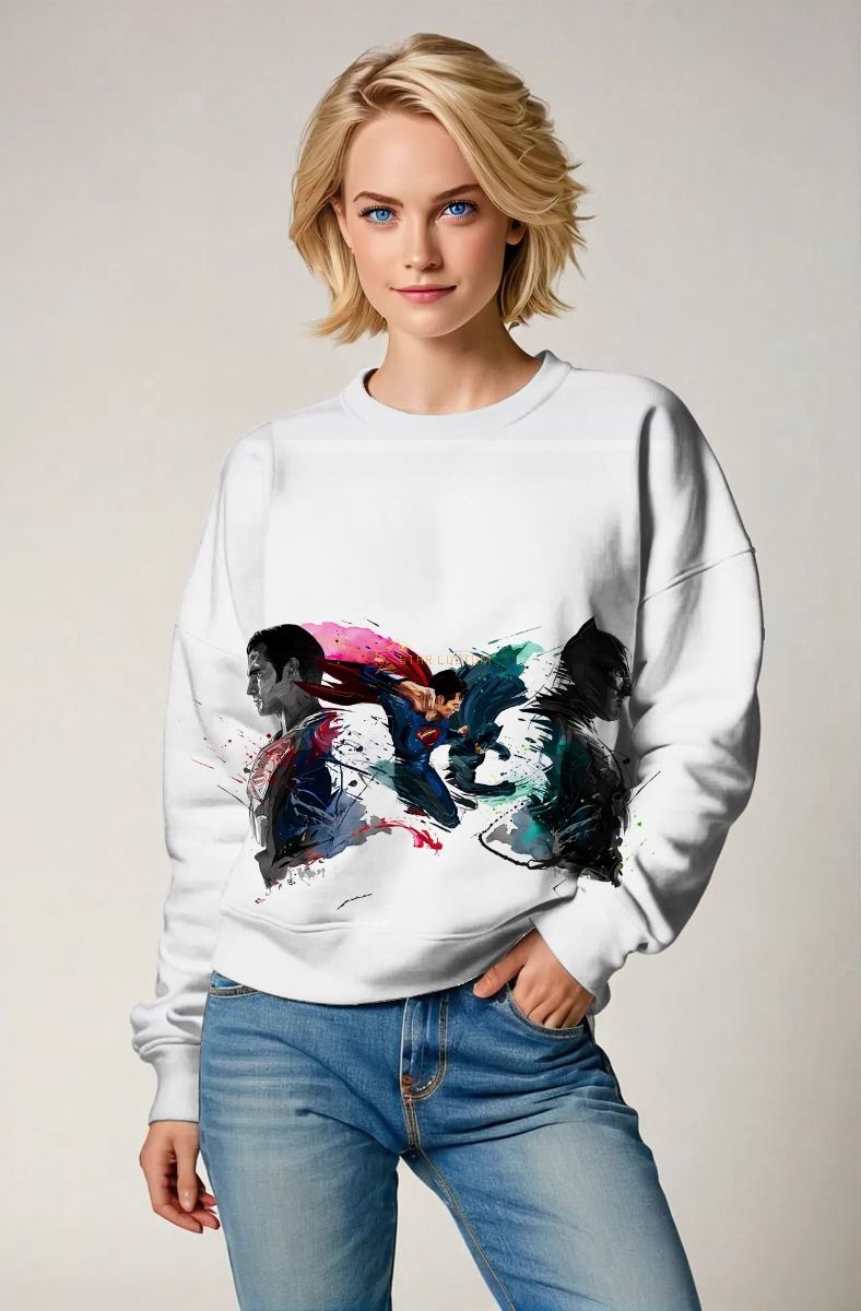 White Superman vs Batman Crewneck Sweatshirt