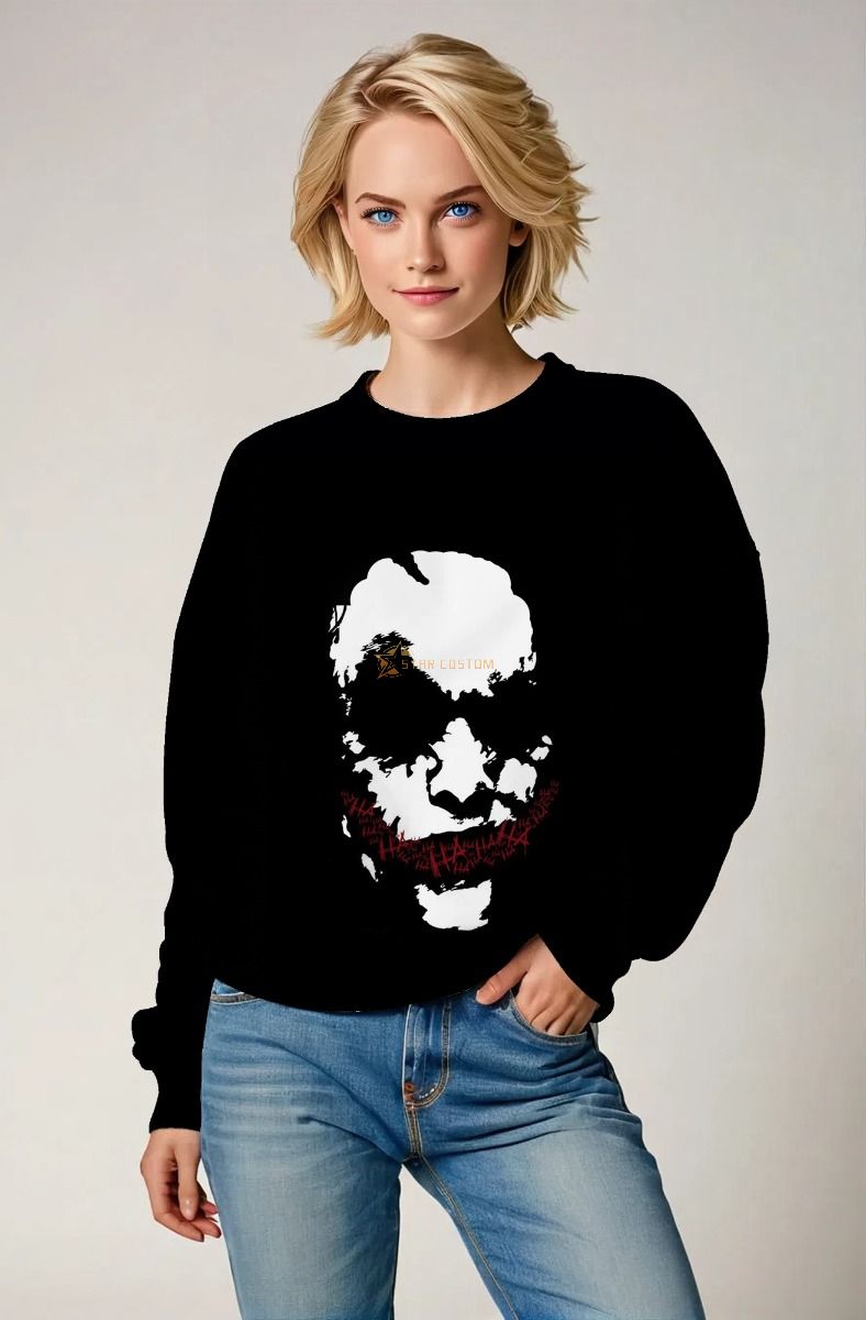 Black Joker Face Crewneck Sweatshirt