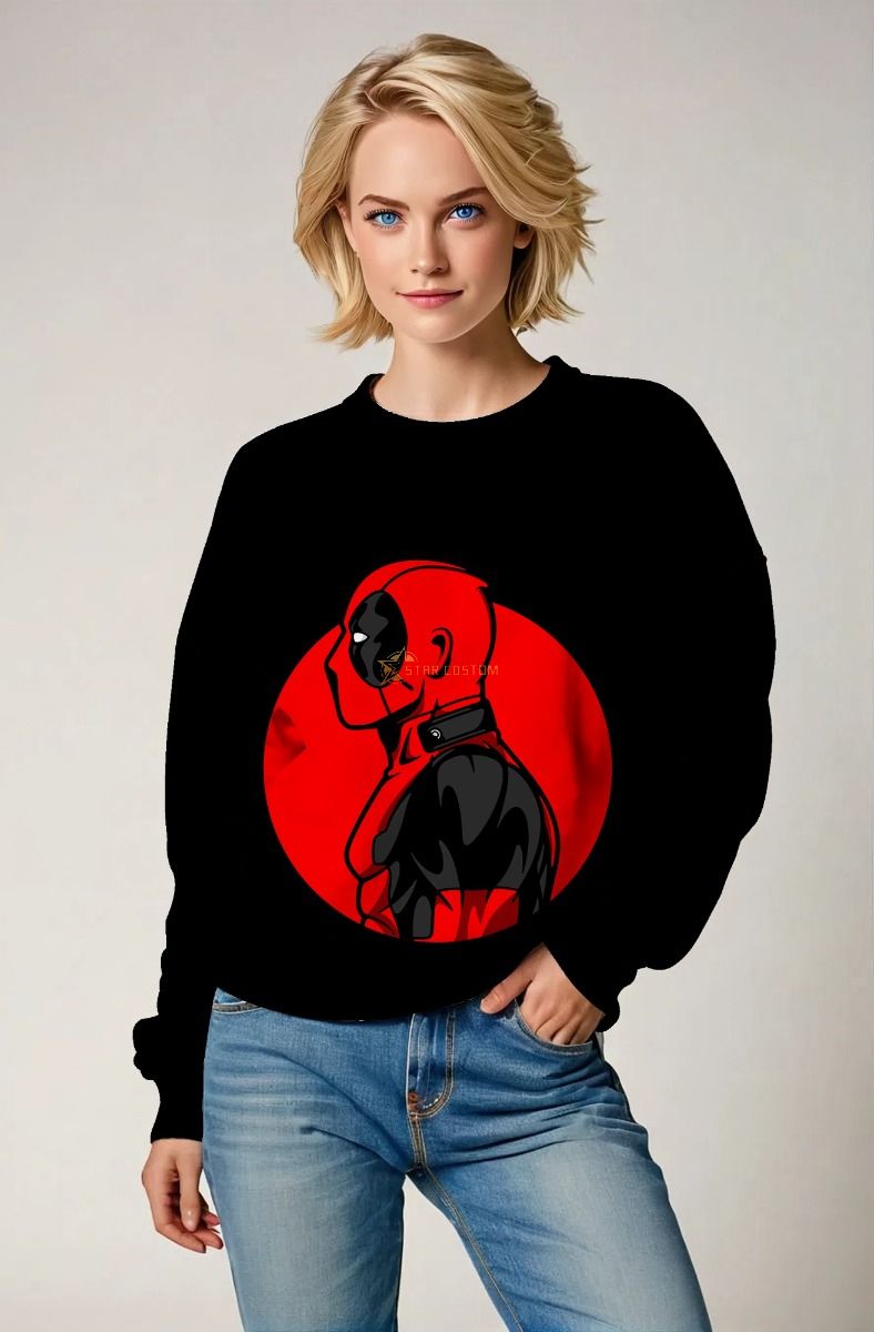 Black Deadpool Profile Crewneck Sweatshirt