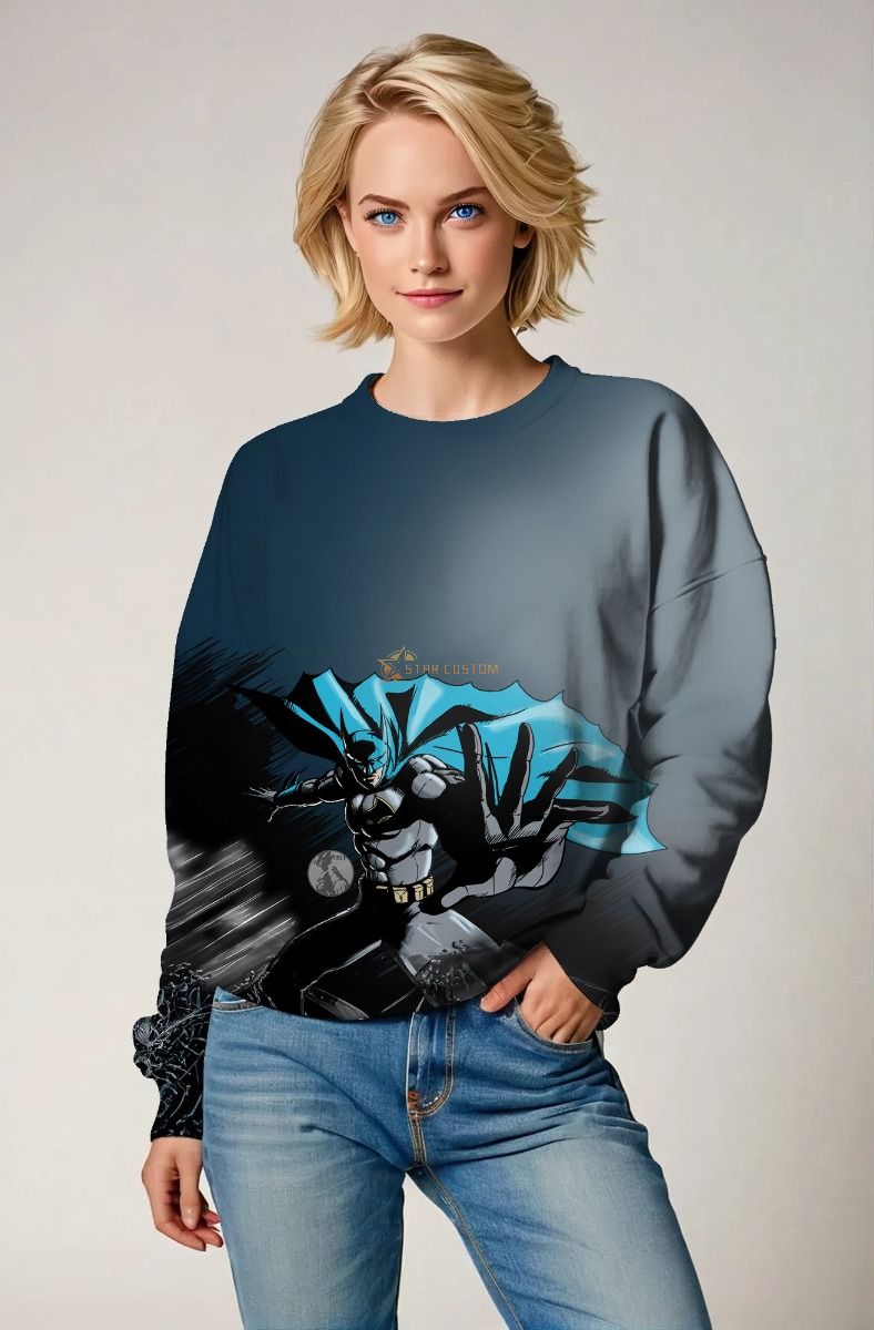 Dark Grey Batman Action Crewneck Sweatshirt