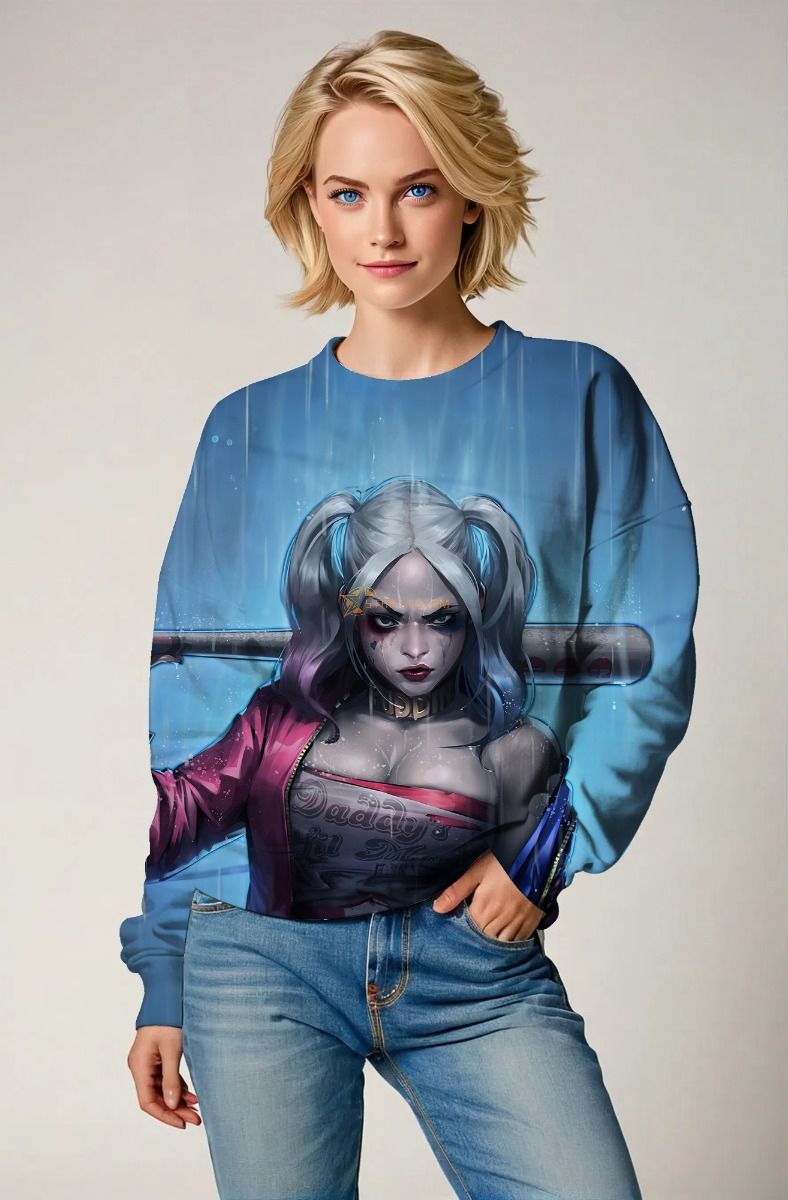 Blue Harley Quinn Street Style Crewneck Sweatshirt