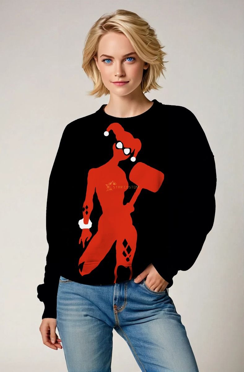 Black Harley Quinn Silhouette Crewneck Sweatshirt