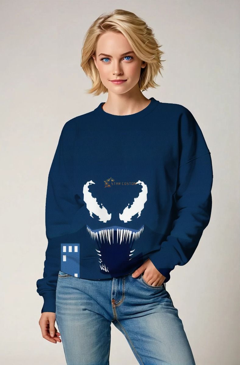 Deep Blue Venom Face Sweatshirt – Urban Edge, Sinister Appeal