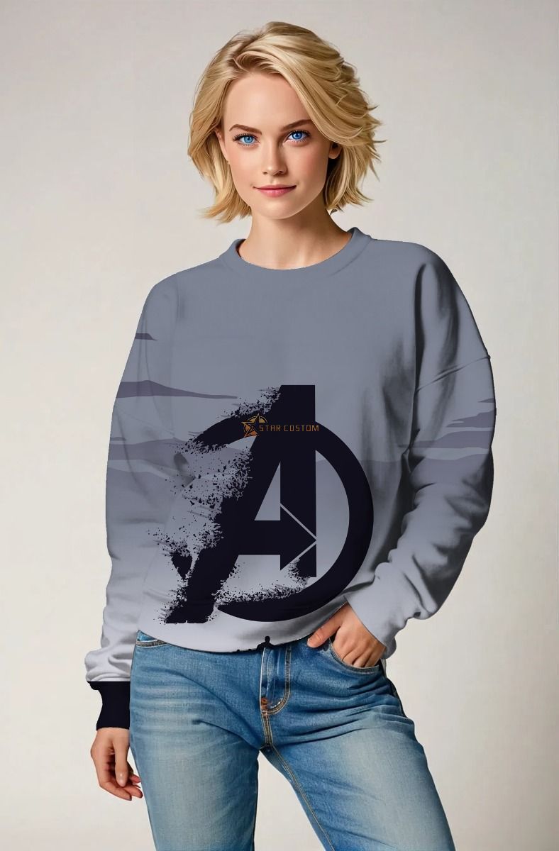 Grey Blue Avengers Disintegration Sweatshirt – Soft Power, Heroic Vibe