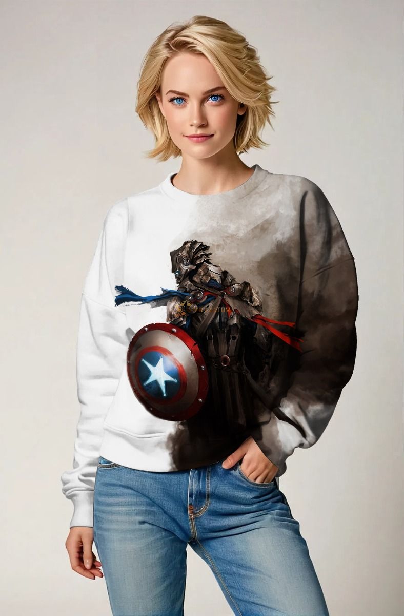 White Gradient Knight Captain America Sweatshirt