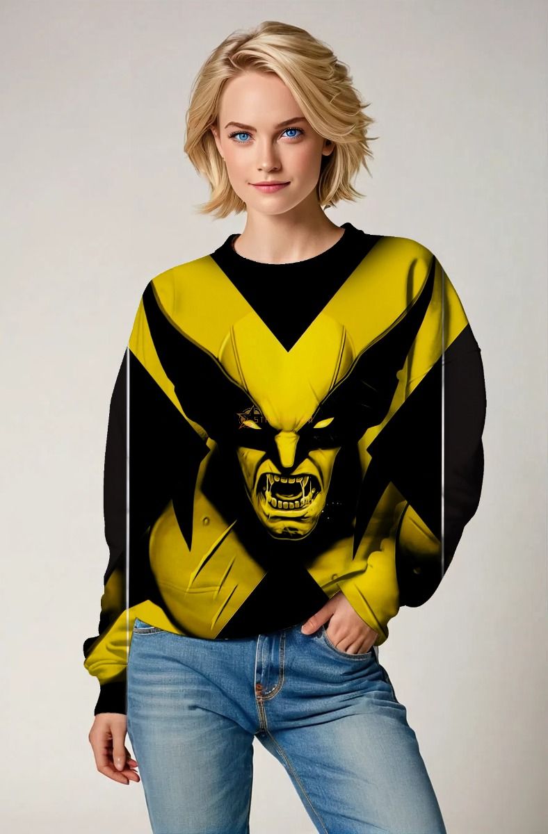 Black Crewneck Sweatshirt – Yellow Rage Warrior Graphic