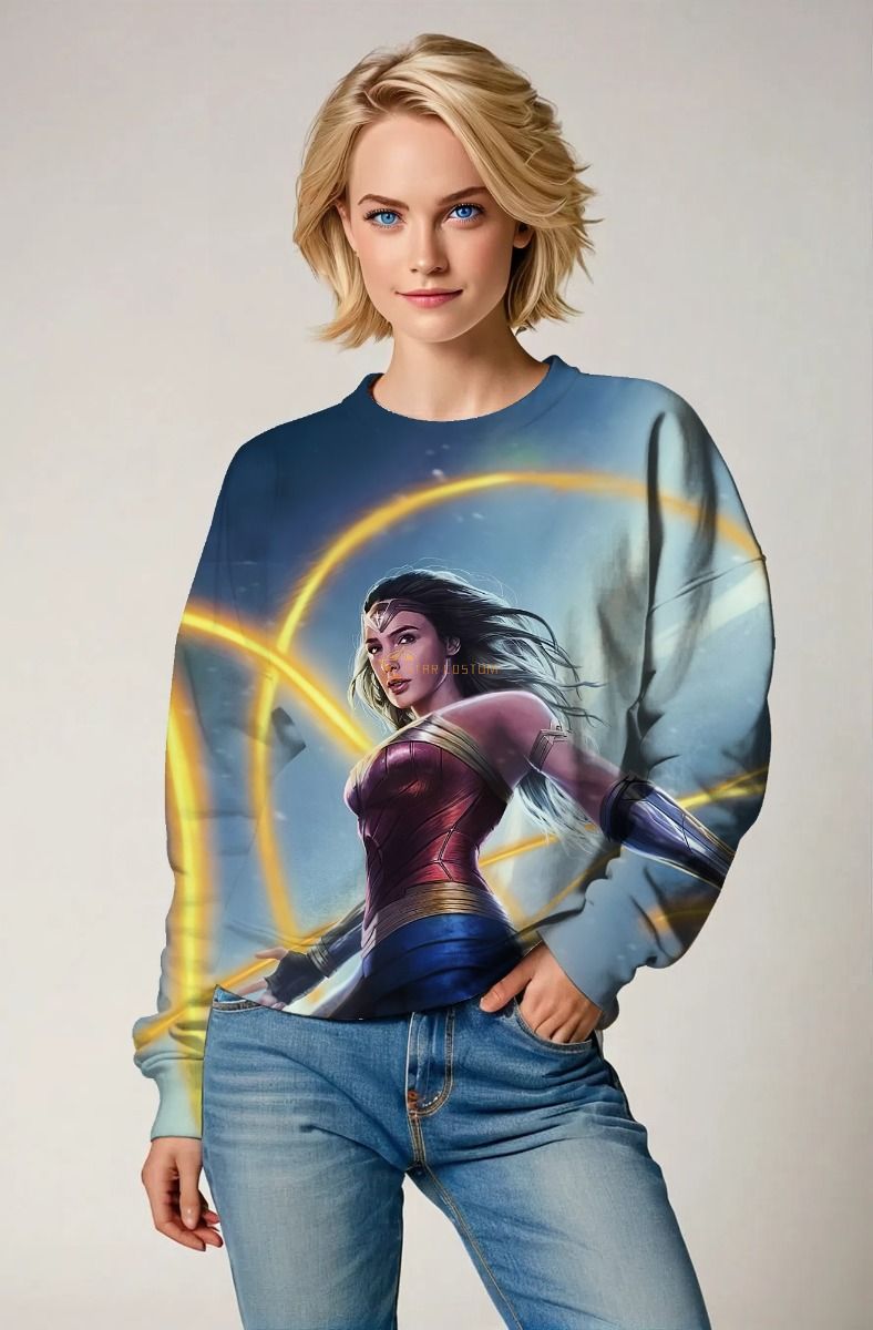 Blue-Gold Crewneck – Heroic Glow and Feminine Strength