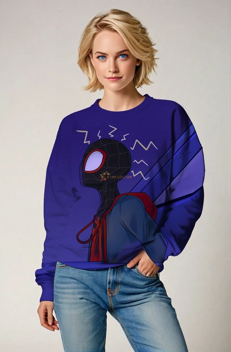 Purple Blue Crewneck Sweatshirt – Miles Morales Electric Aura