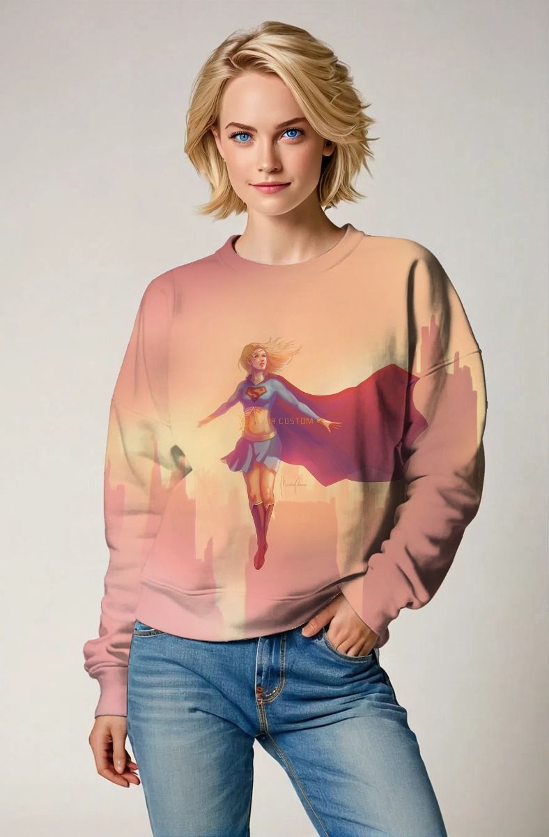 Peach Gradient Crewneck Sweatshirt – Heroine in Flight Art Style