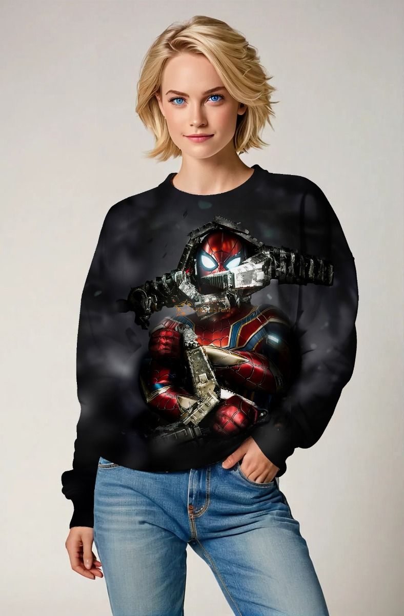 Mech Spider Crewneck Sweatshirt – Blacked-Out Combat Hero Edition