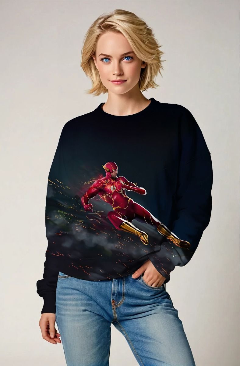 Crimson Velocity Crewneck Sweatshirt – Dark Navy & Red Speed Hero Edition