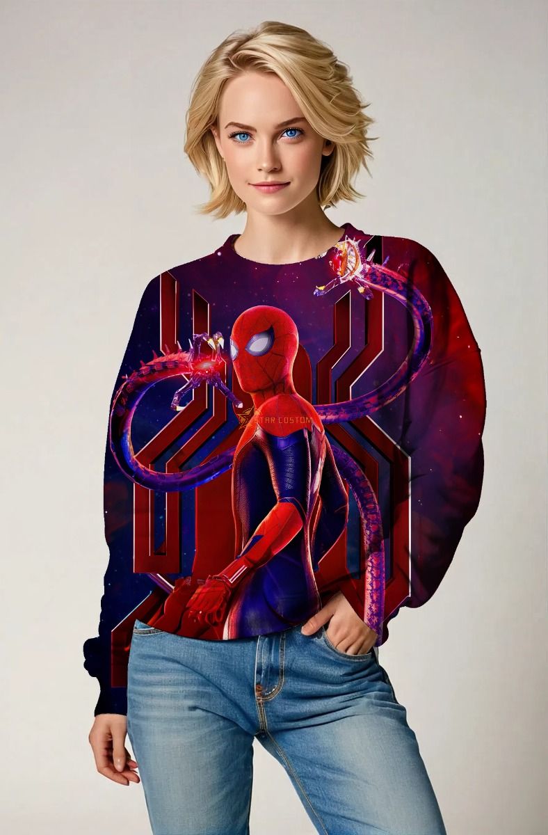 Scarlet Circuit Crewneck Sweatshirt – Dark Red Tech-Back Spider Hero Edition