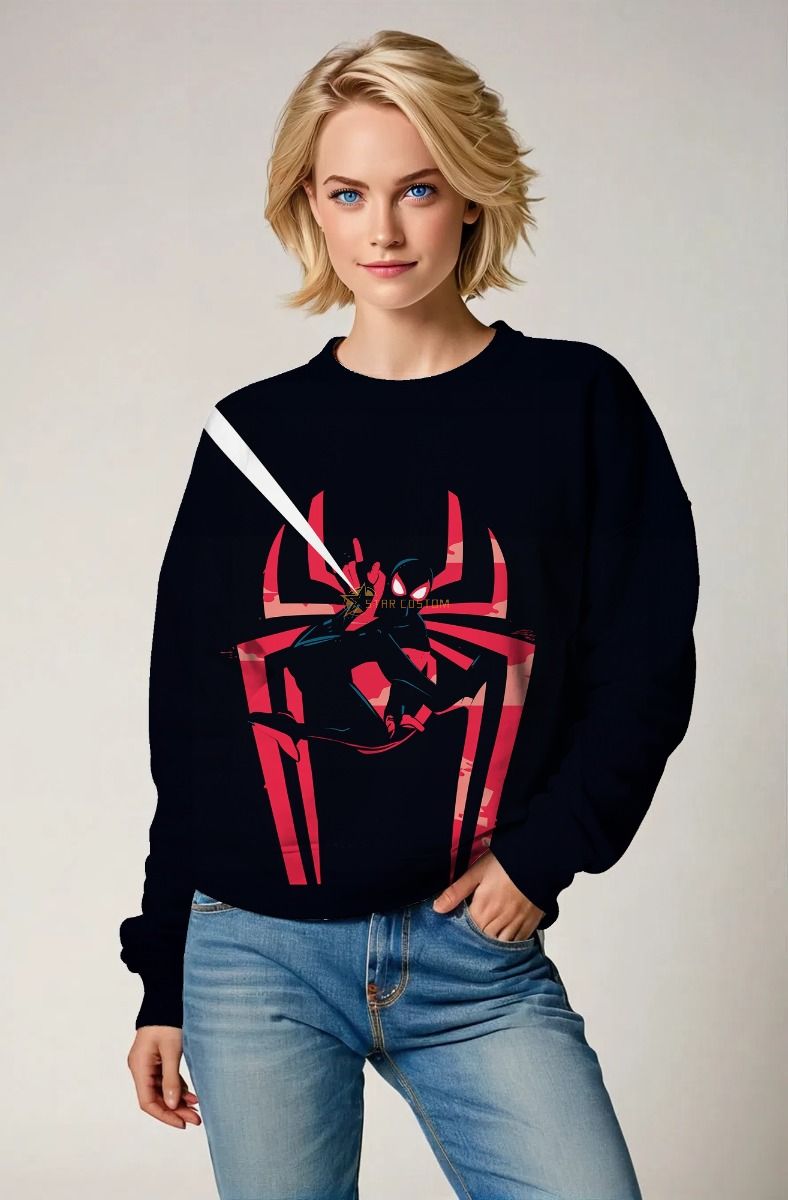 Noir Swing Crewneck Sweatshirt – Black Base with Red Web Emblem