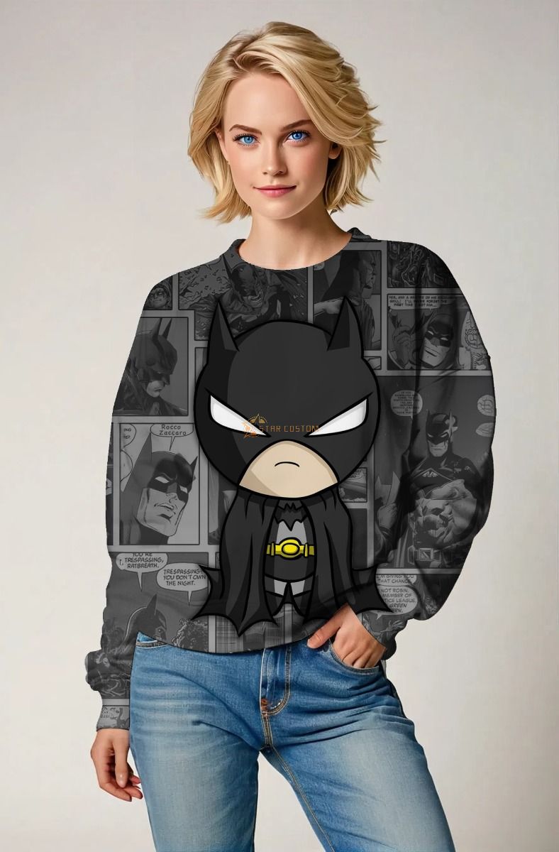 Mini Dark Knight Crewneck Sweatshirt – Black Comic Panel Edition