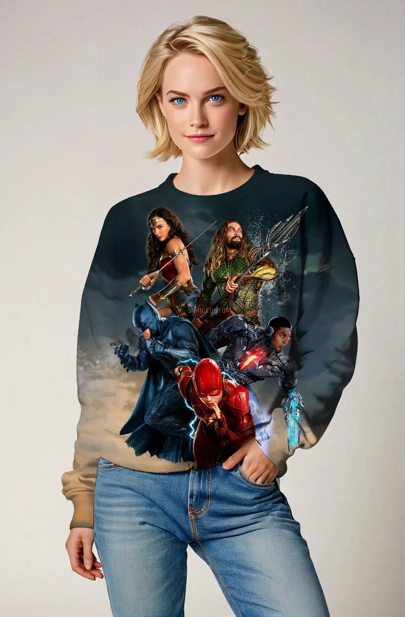 Dawn of Heroes Crewneck Sweatshirt – Sand Gold & Steel Gray League Print