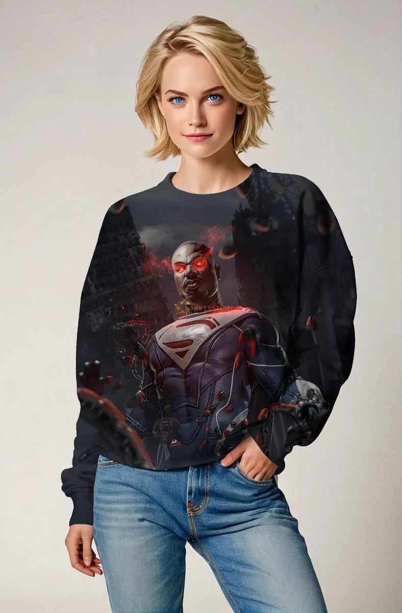 Tech Uprising Sweatshirt – Matte Black with Crimson Circuit Hero Print