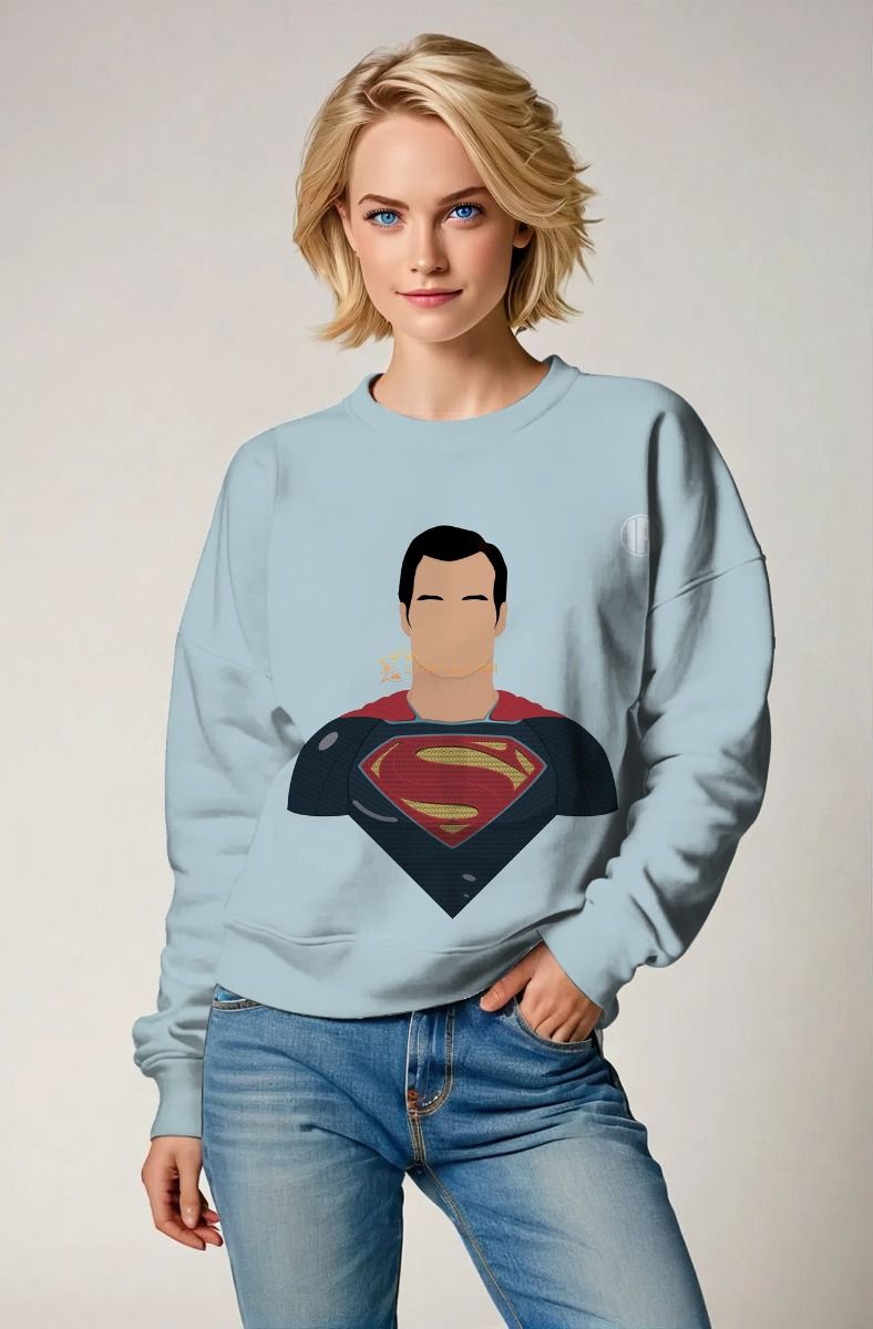 Steel Core Sweatshirt – Gray Blue with Minimal Superman Graphic
