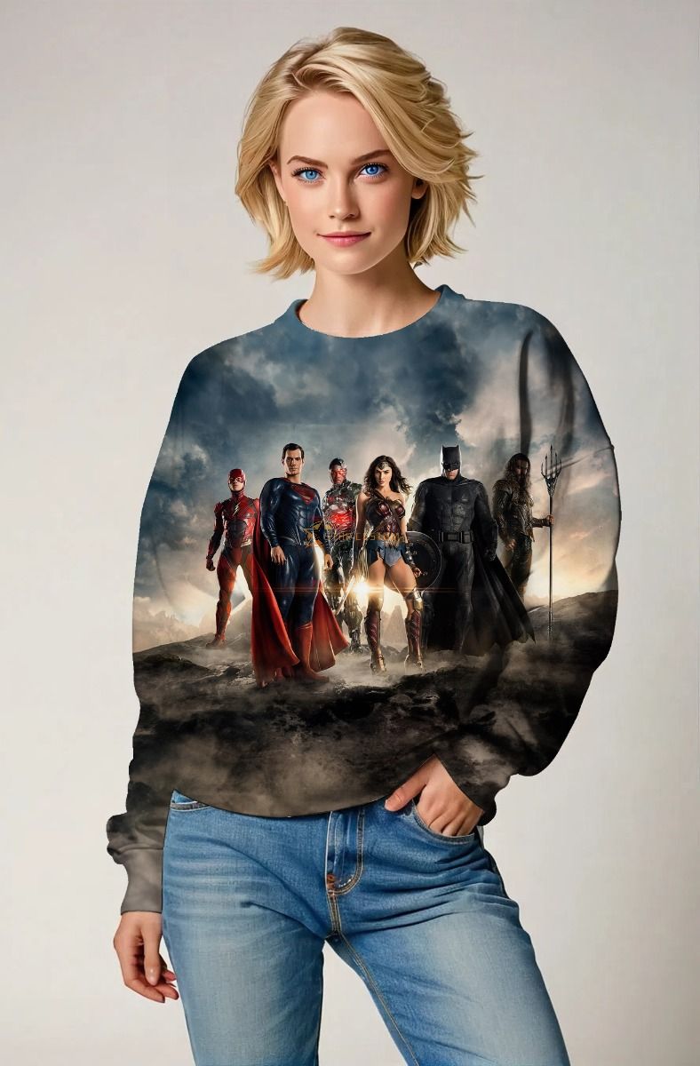 Justice League Legends Crewneck Sweatshirt – Heroic Cloud Fade