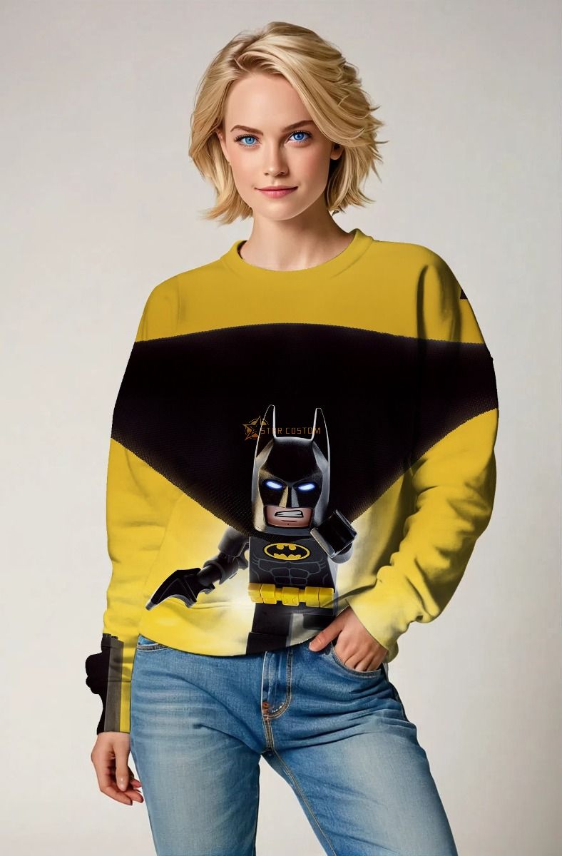 Yellow & Black Lego Batman Crewneck – Minimalist Power Look