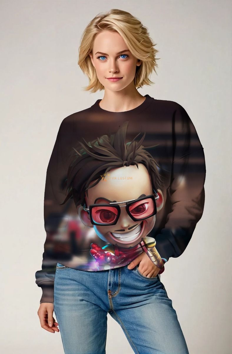 Dark Brown Chibi Stark Sweatshirt – Genius Glow Edition