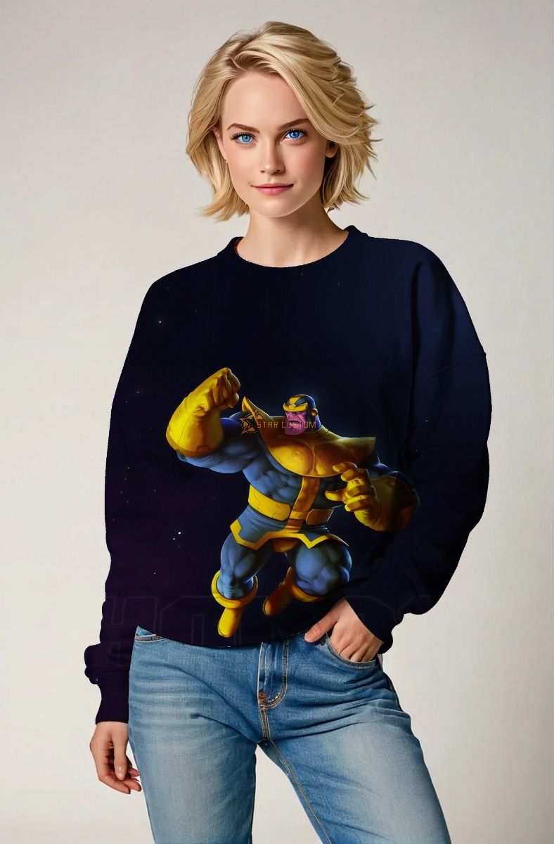 Dark Blue Thanos Sweatshirt – Cartoon Mad Titan Edition