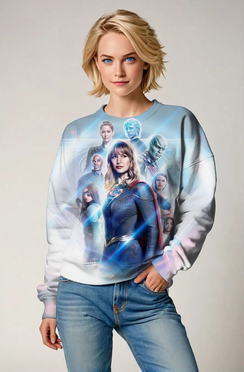 Supergirl Unity Crewneck Sweatshirt – Sky Gradient White