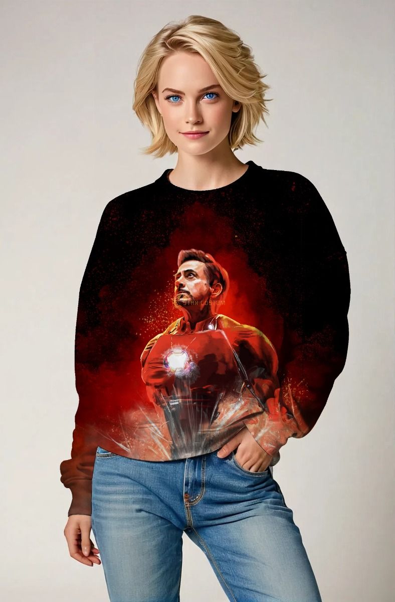 Arc Reactor Crewneck Sweatshirt – White & Red Energy Burst Edition