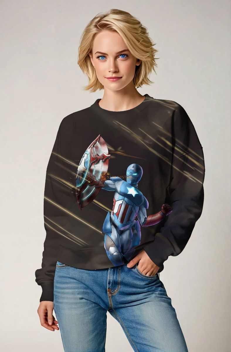Captain Mech Velocity – Black Crew Neck Sweatshirt