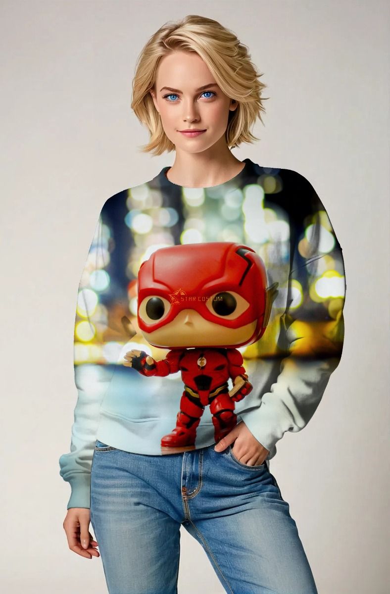 The Flash Movie Inspired Men’s Red Funko Pop Graphic Sweatshirt