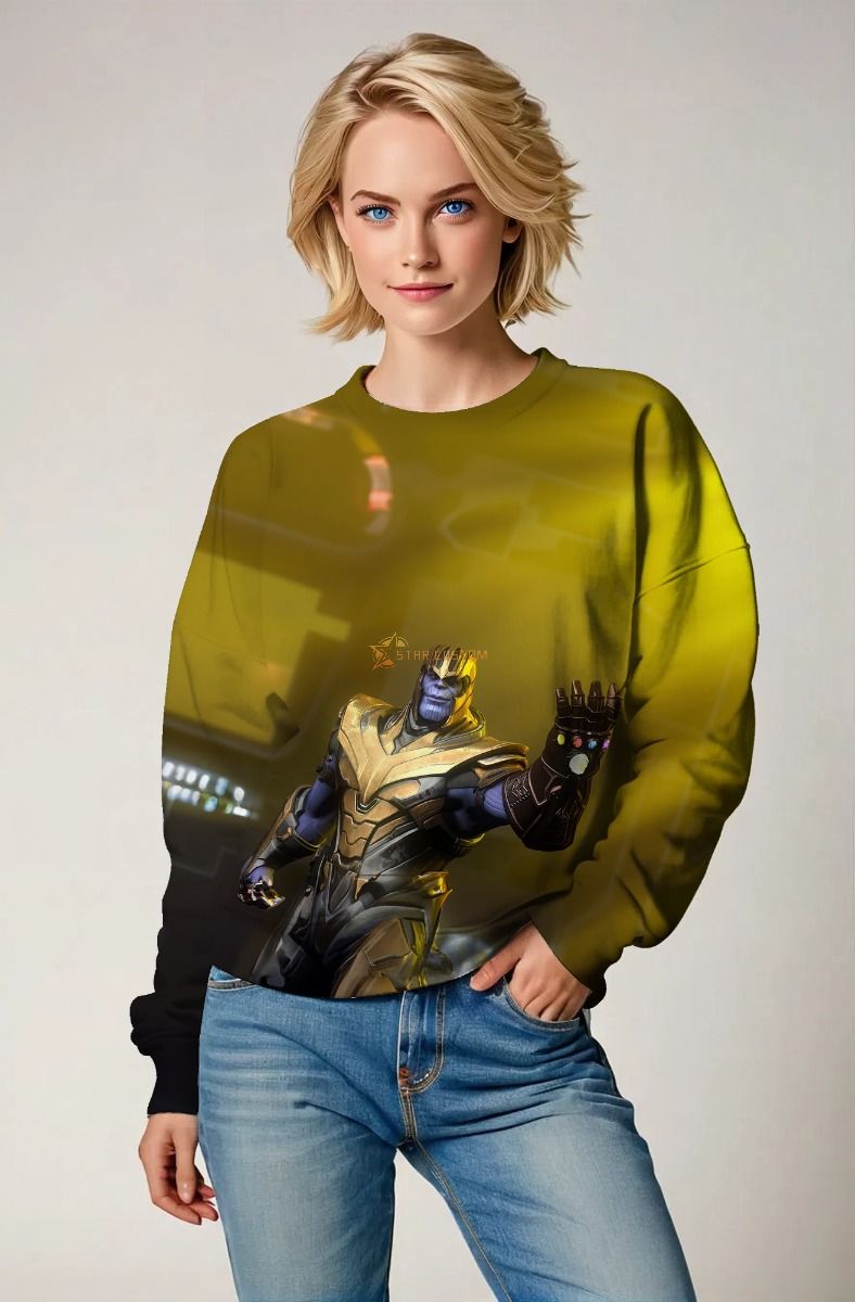 Marvel Villains Inspired Men’s Gold and Black Thanos Infinity Gauntlet Sweatshirt