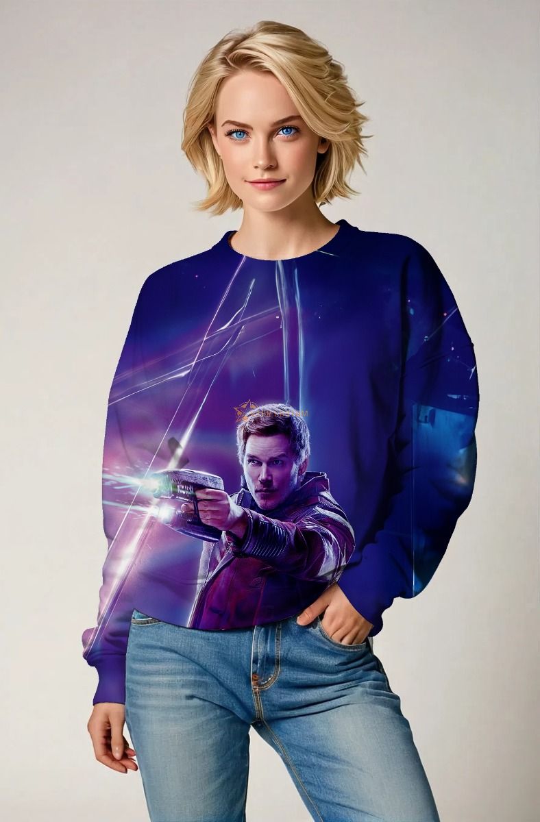 Guardians of the Galaxy Inspired Star-Lord Blue and Purple Action Sweatshirt