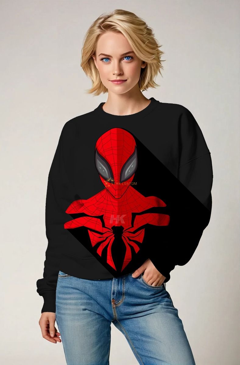 Spider Emblem Crewneck Sweatshirt – Crimson Shadow