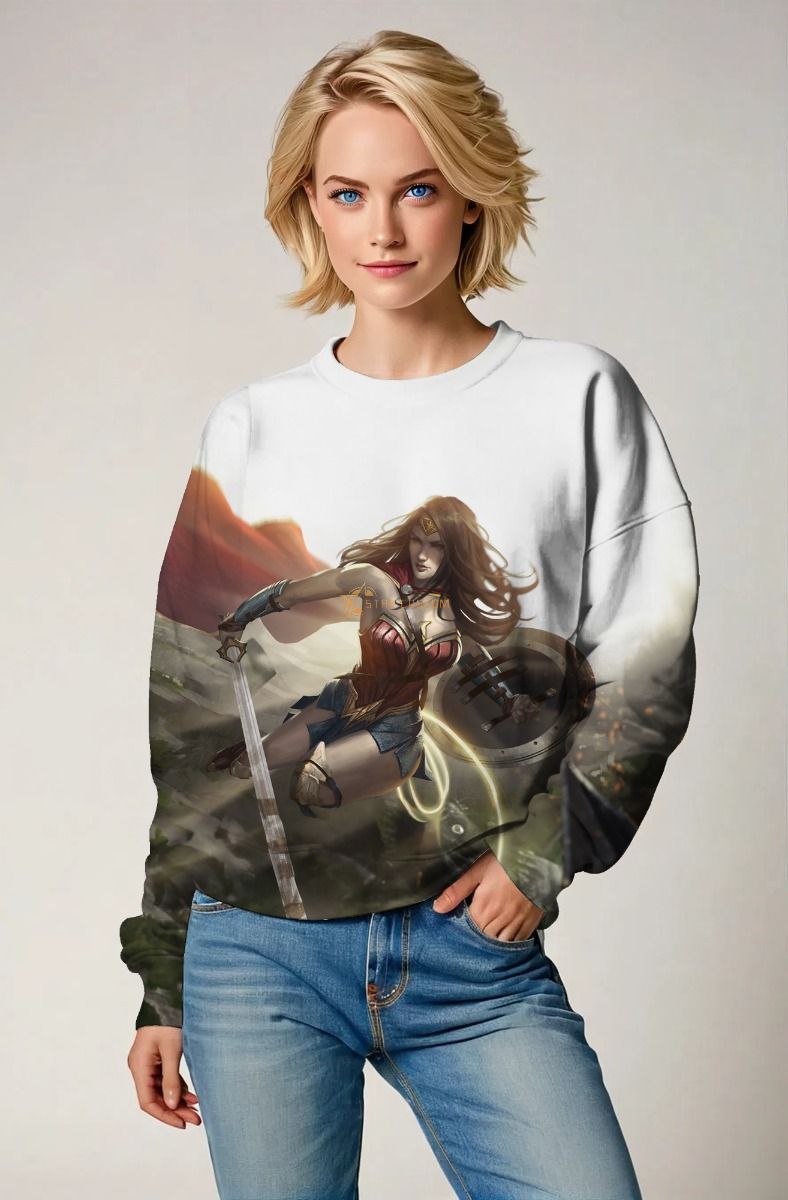 Amazonian Courage Crewneck Sweatshirt – Wonder Woman Charge
