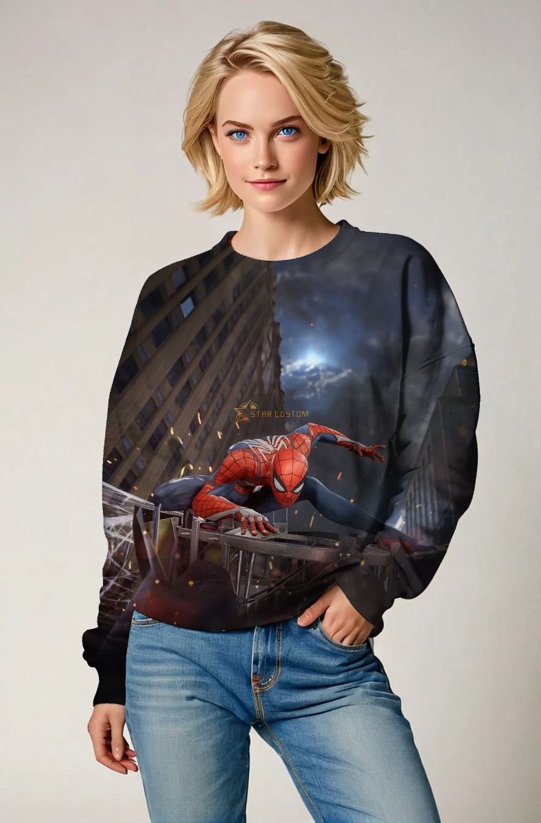 Spider-Man Crewneck Sweatshirt – Webs & Sparks Scene