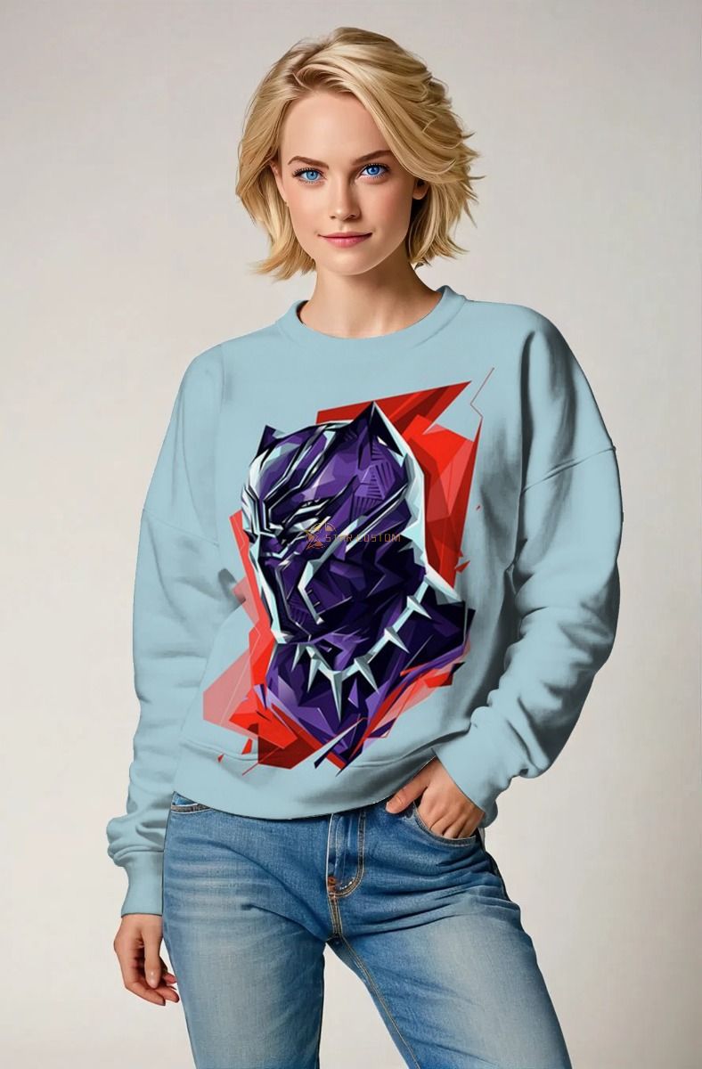 Black Panther Crewneck – Vibrant Polygon Power